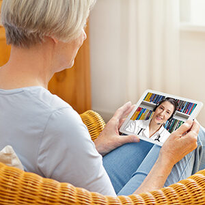 Uinta patient talking to a doctor via TeleHealth.
